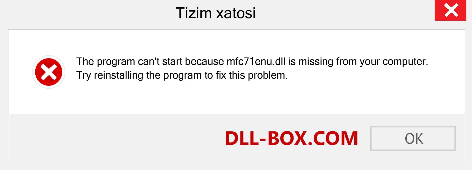 mfc71enu.dll fayli yo'qolganmi?. Windows 7, 8, 10 uchun yuklab olish - Windowsda mfc71enu dll etishmayotgan xatoni tuzating, rasmlar, rasmlar